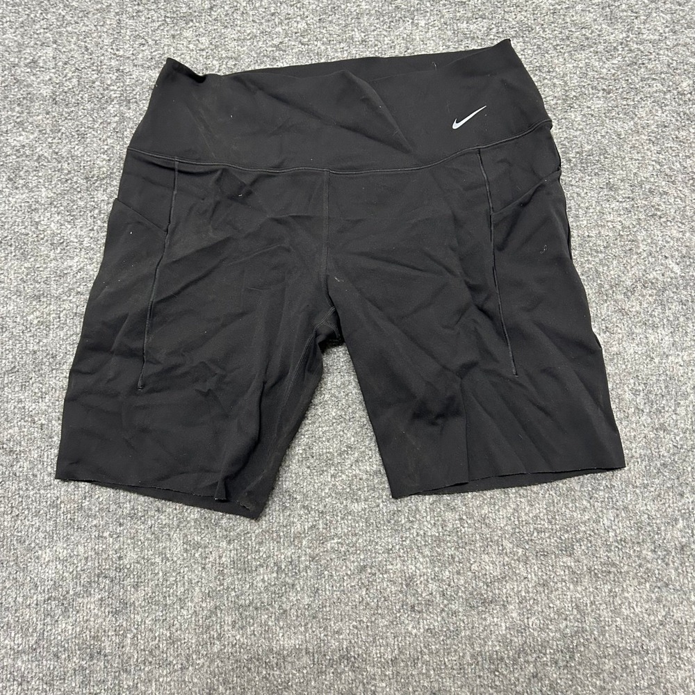 Nike Biker Shorts Womens Size XL Black Universa Dri-Fit High Rise Pockets Gym